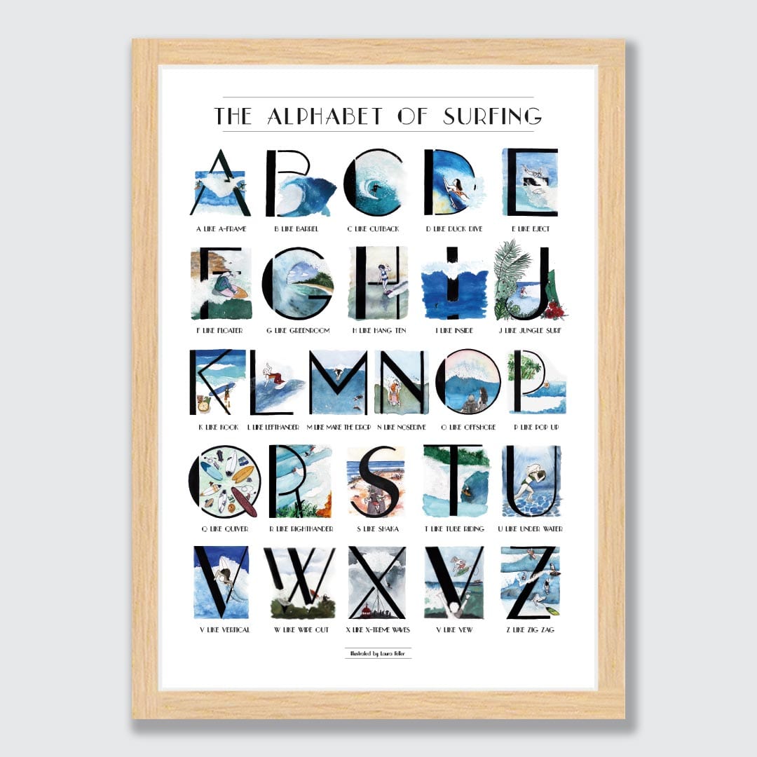 The Surfing Alphabet Art Print by Laura Feller