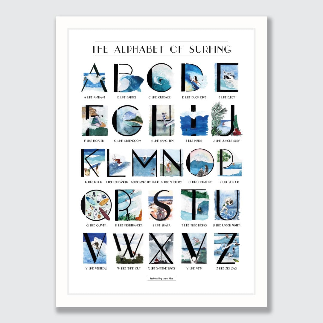 The Surfing Alphabet Art Print by Laura Feller