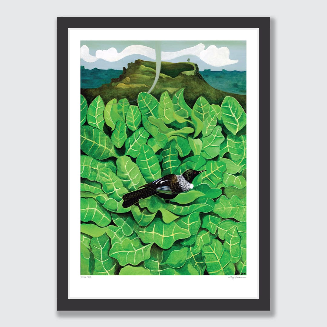 Tui in a Puka Art Print by Guy Harkness