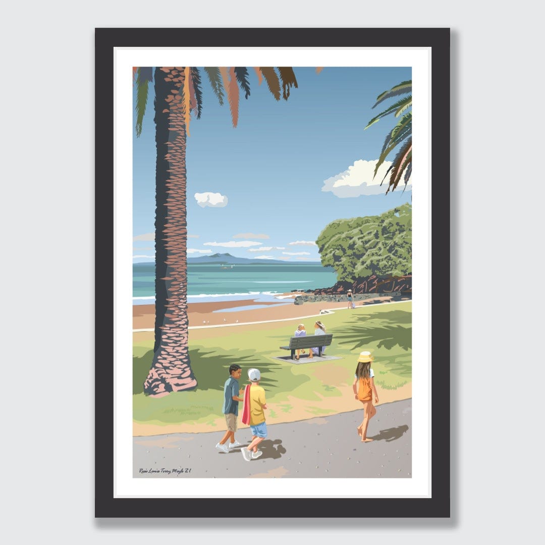Waiake Beach Torbay Auckland Art Print by Contour Creative Studio