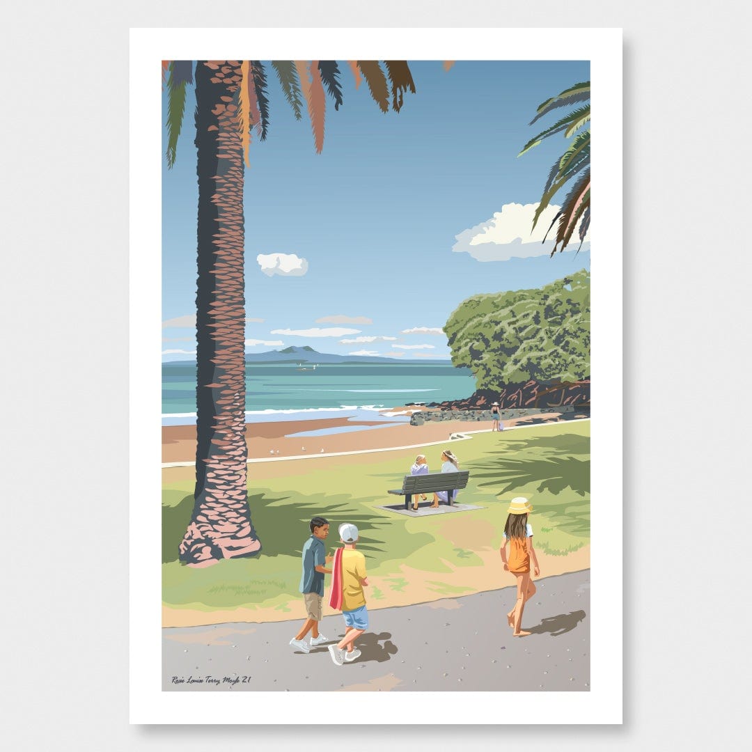 Waiake Beach Torbay Auckland Art Print by Contour Creative Studio