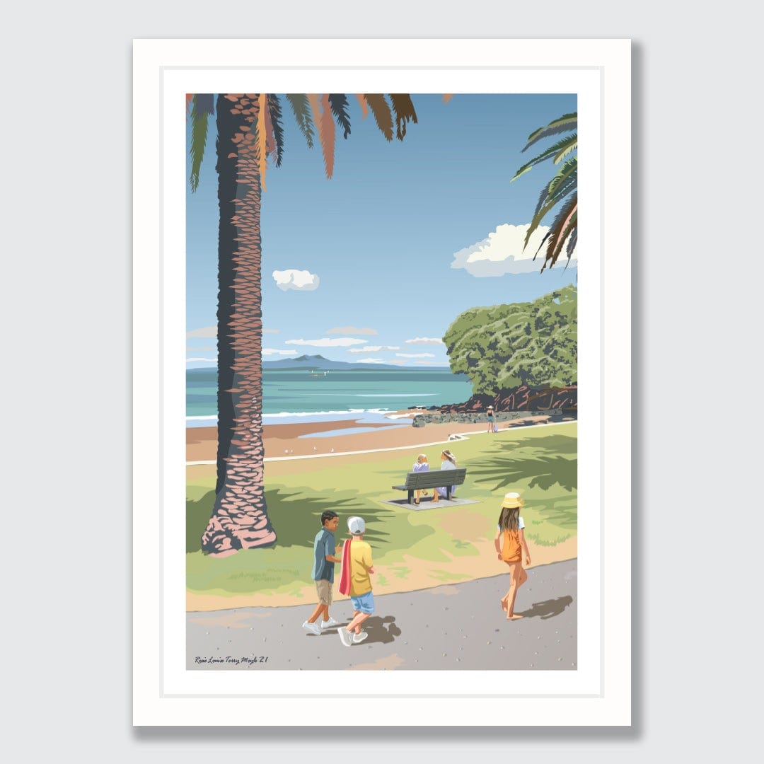 Waiake Beach Torbay Auckland Art Print by Contour Creative Studio
