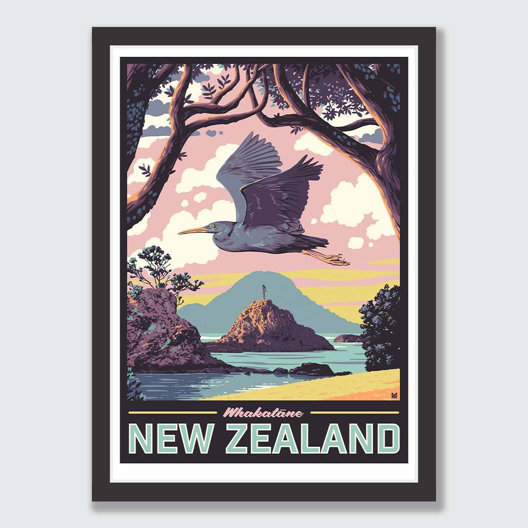 Whakatane Art Print (Vintage Travel Series) by Ross Murray