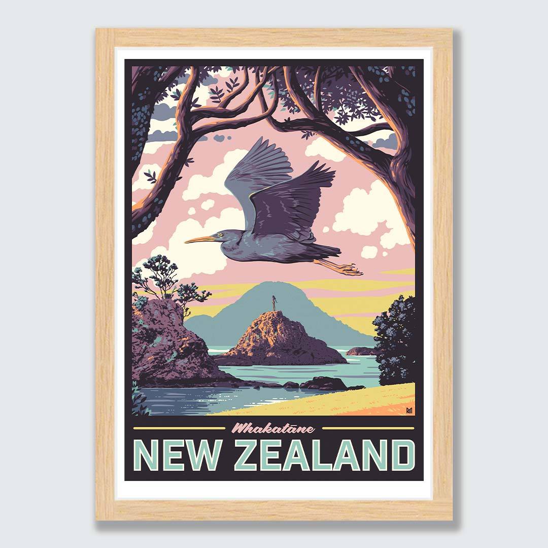 Whakatane Art Print (Vintage Travel Series) by Ross Murray
