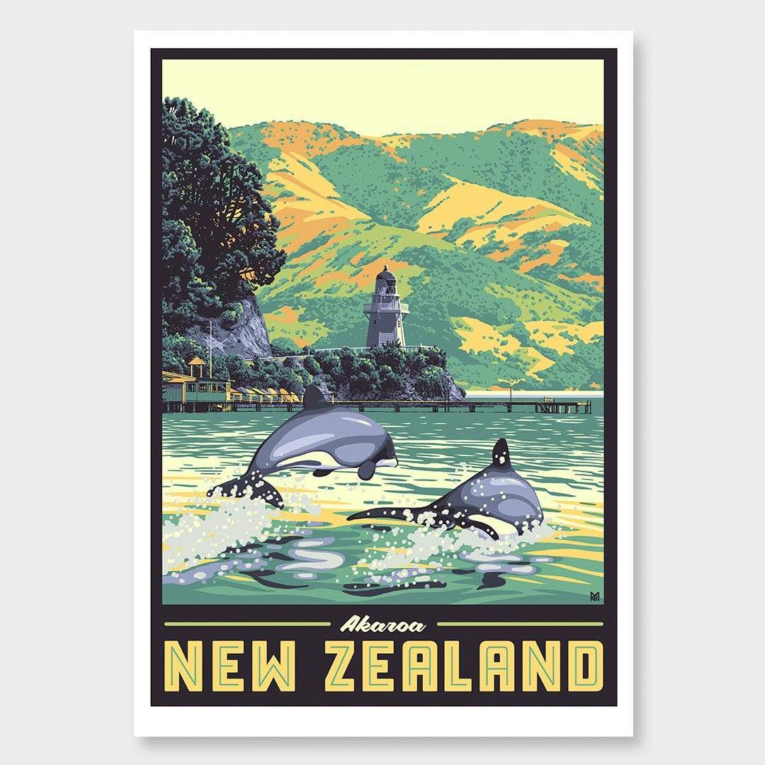 Akaroa Art Print (Vintage Travel Series) by Ross Murray