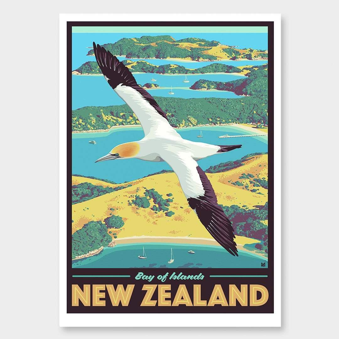 Bay of Islands Art Print (Vintage Travel Series) by Ross Murray