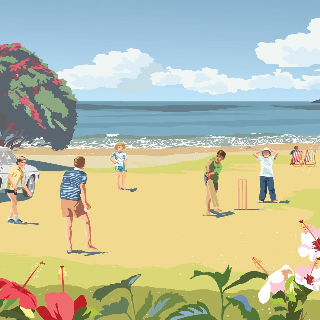Beach Cricket Art Print by Rosie Louise & Terry Moyle
