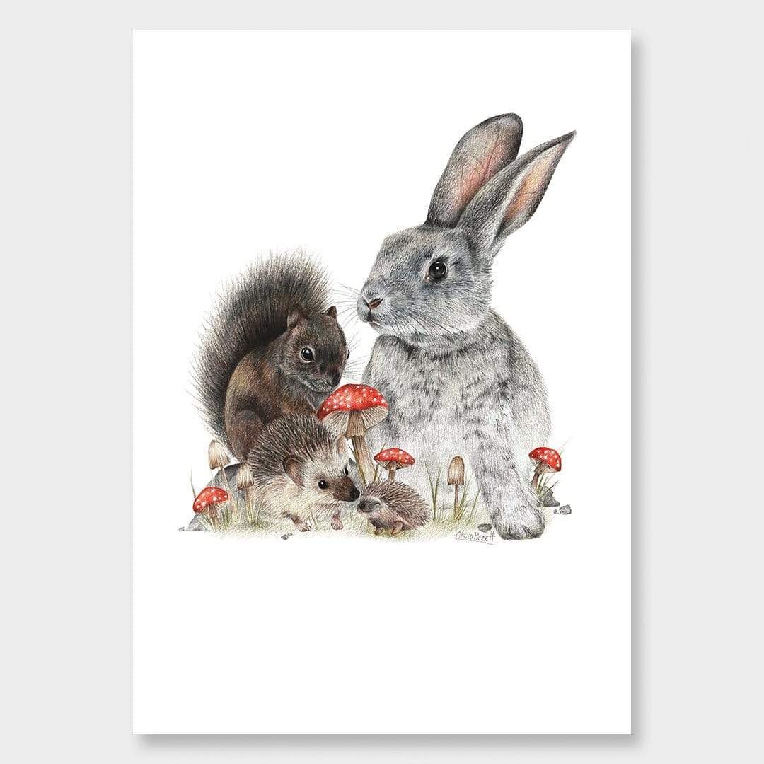 Bunny & Friends Art Print by Olivia Bezett