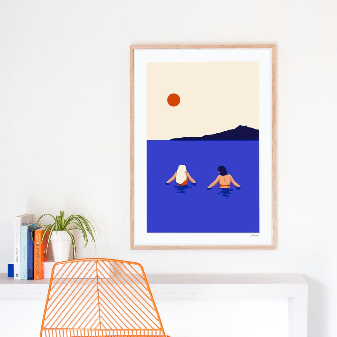 Cold Swim Takapuna Art Print by Grace Popplewell