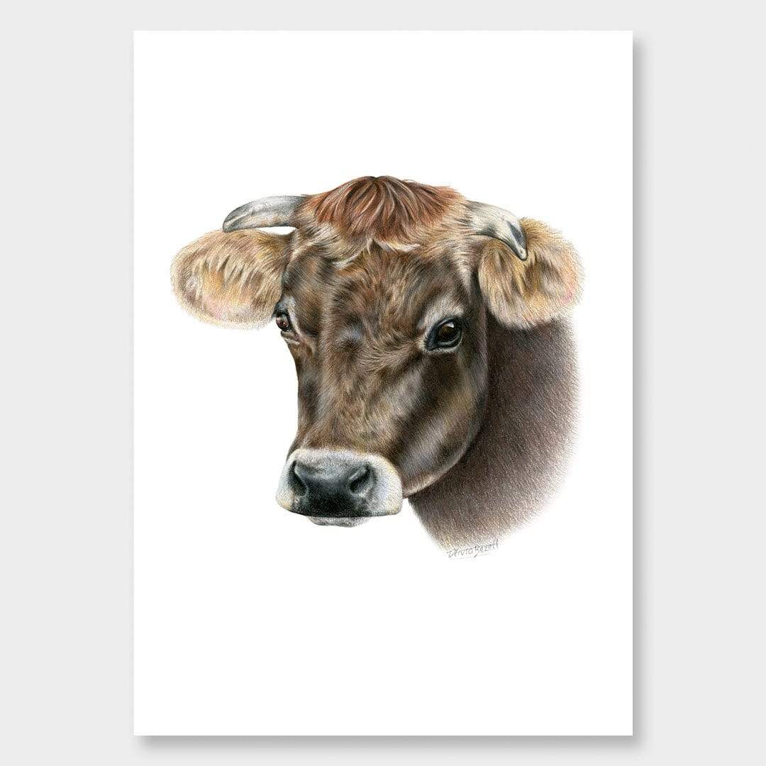 Cow Art Print by Olivia Bezett