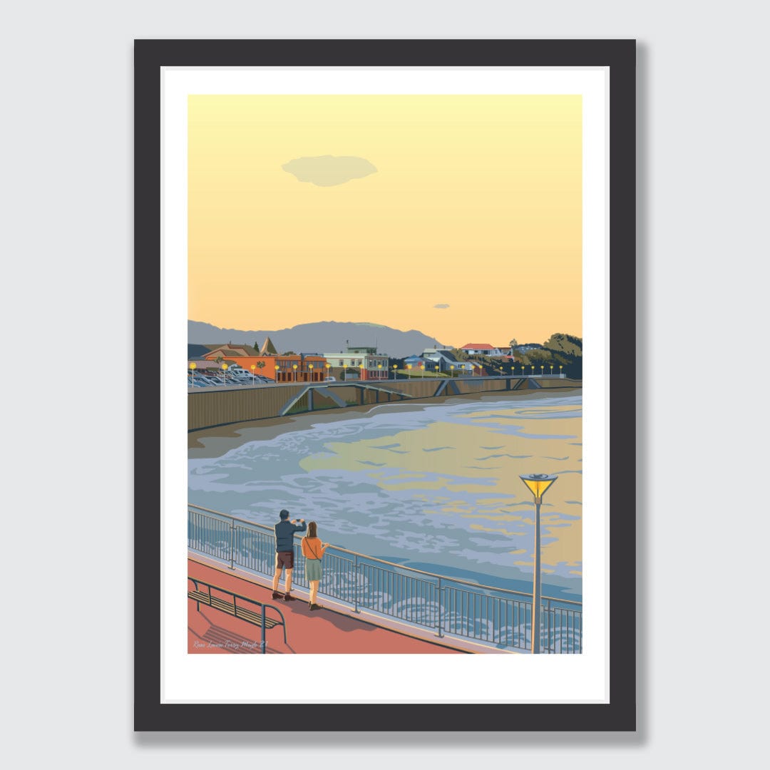 Evening at St Clair Beach Art Print by Contour Creative Studio