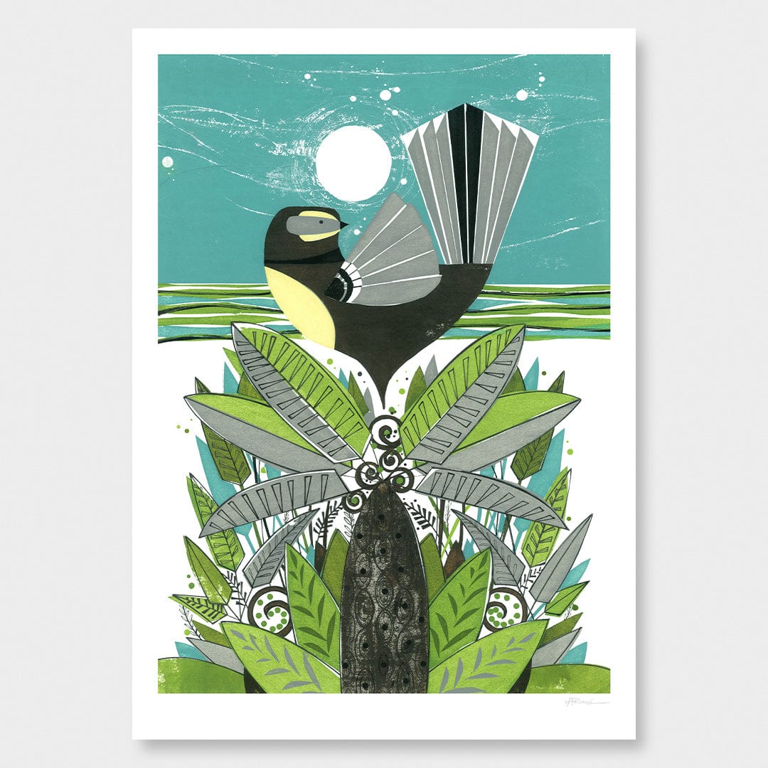 Fantail & Ferns Art Print by Holly Roach