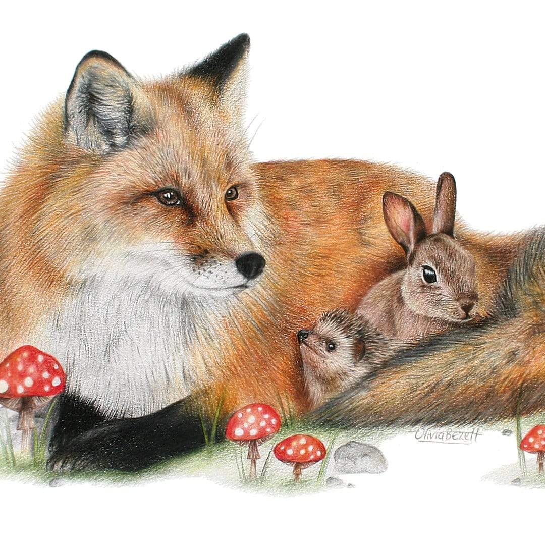 Fox & Friends Art Print by Olivia Bezett