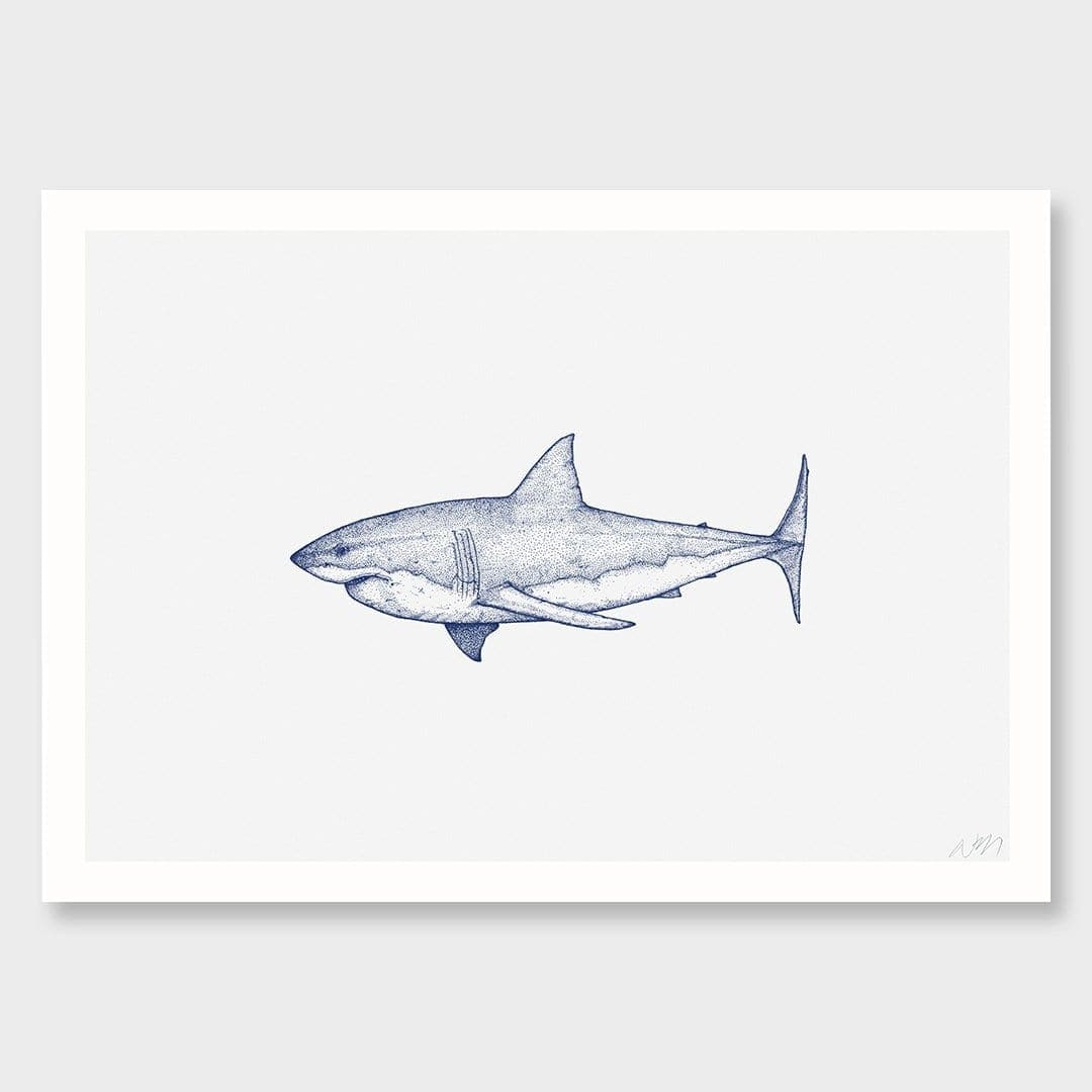 Great White Shark Landscape Art Print by Nathan Miller