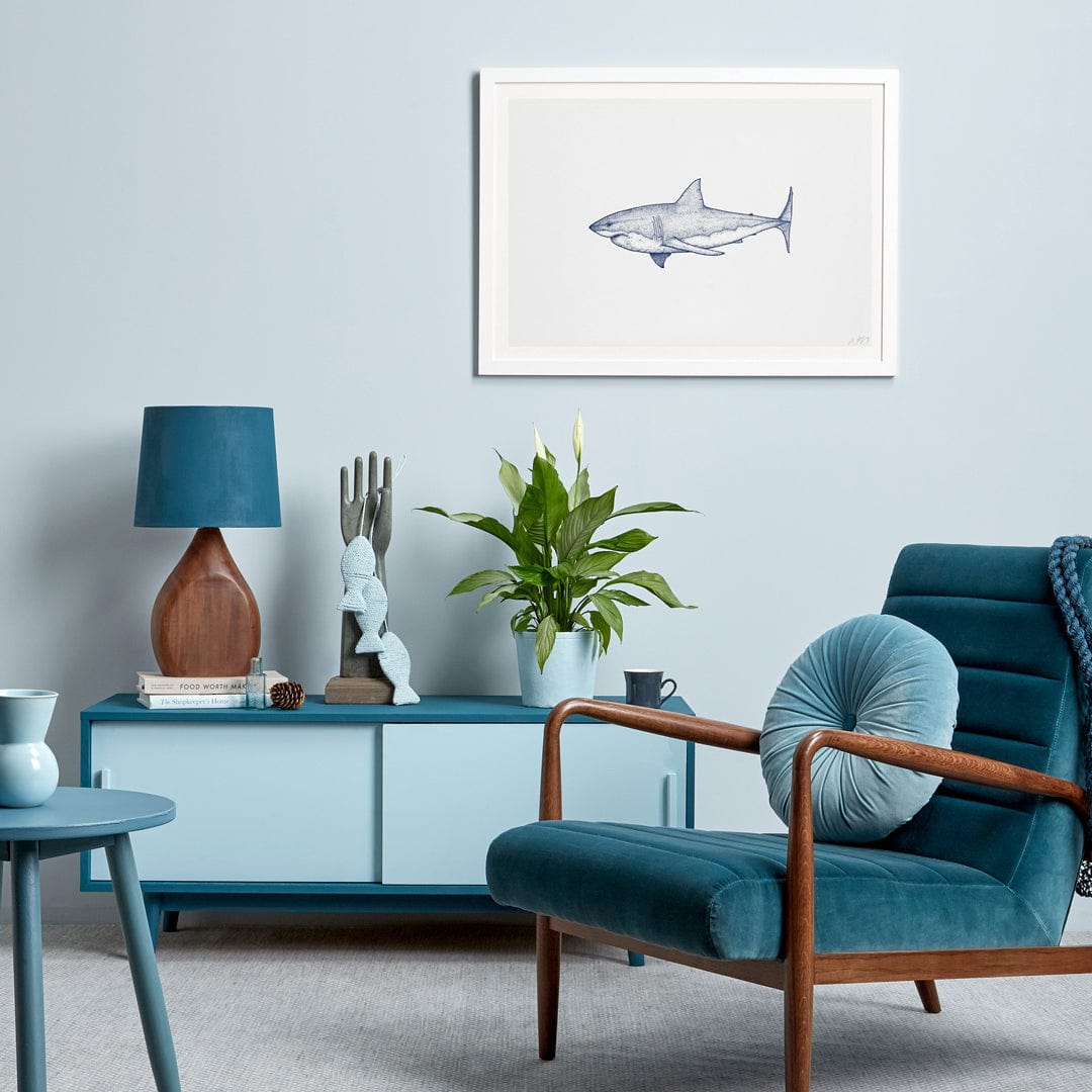 Great White Shark Landscape Art Print by Nathan Miller