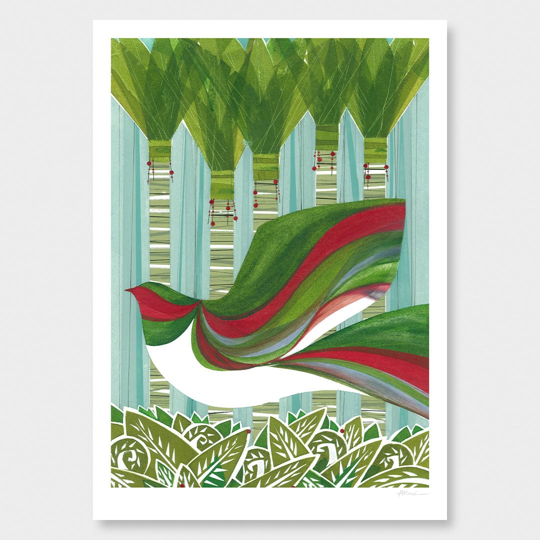 Kereru In Nikau Art Print by Holly Roach