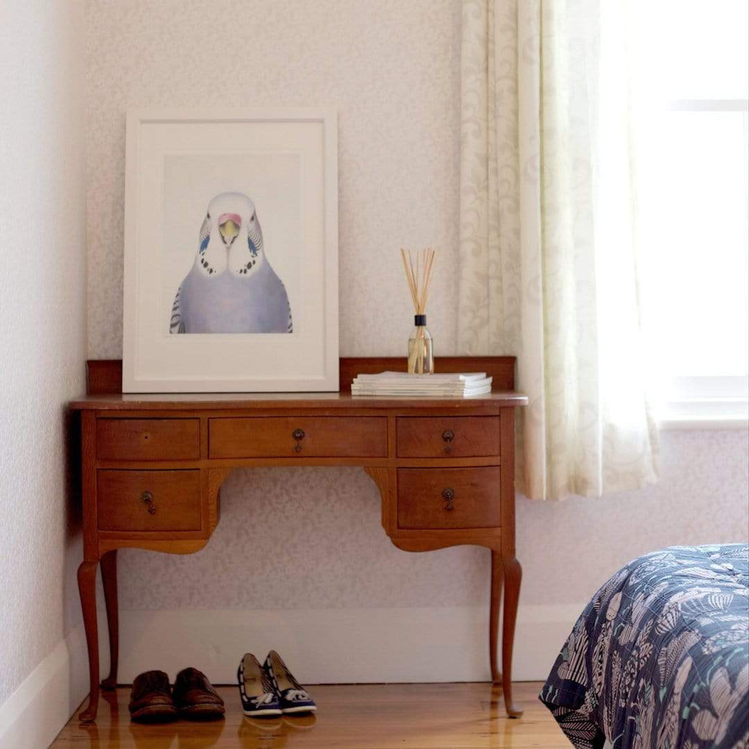 Sylvia Budgie Art Print by Margaret Petchell