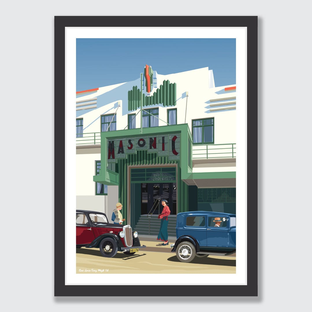 Napier Masonic Hotel Print by Rosie Louise &amp; Terry Moyle