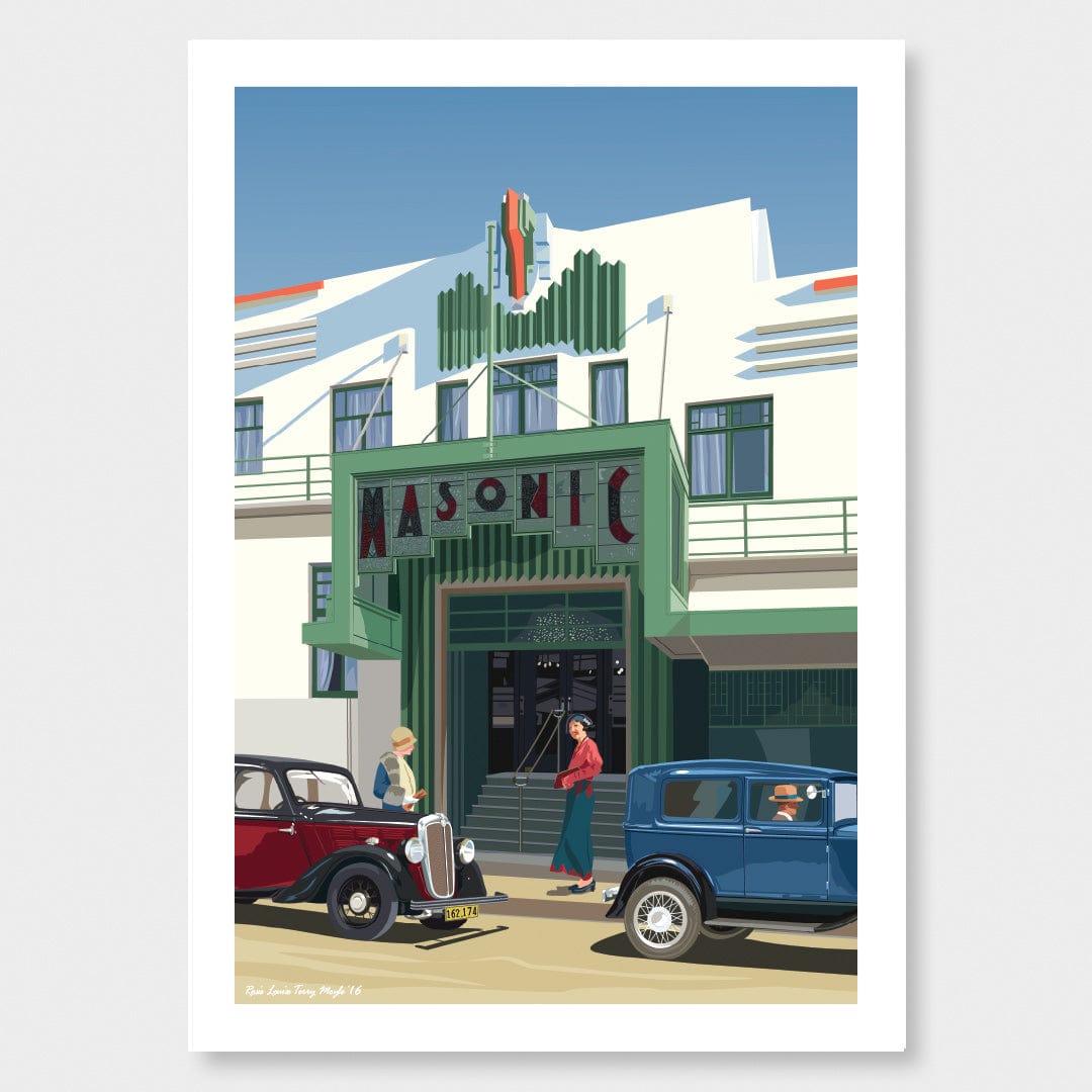 Napier Masonic Hotel Print by Rosie Louise & Terry Moyle