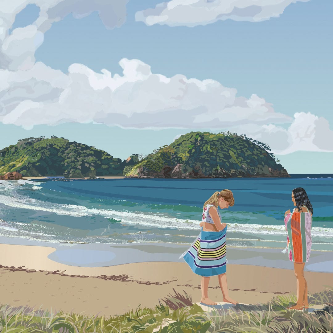 Matapouri Late Swim Art Print by Rosie Louise &amp; Terry Moyle