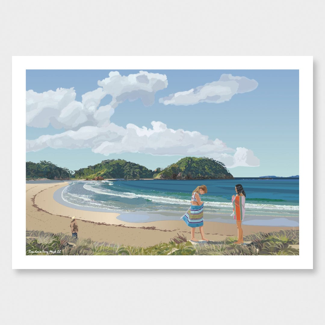 Matapouri Late Swim Art Print by Rosie Louise & Terry Moyle