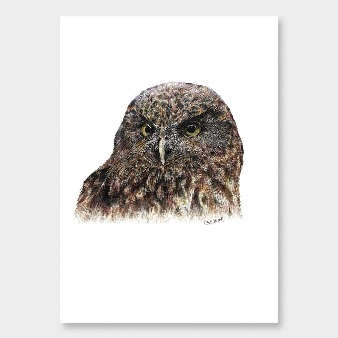 Morepork Art Print by Olivia Bezett