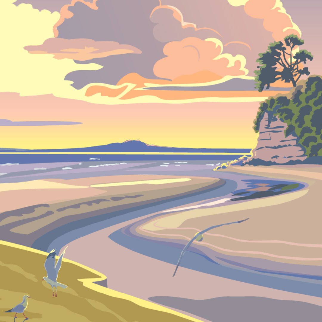 Morning Browns Bay Art Print by Rosie Louise & Terry Moyle