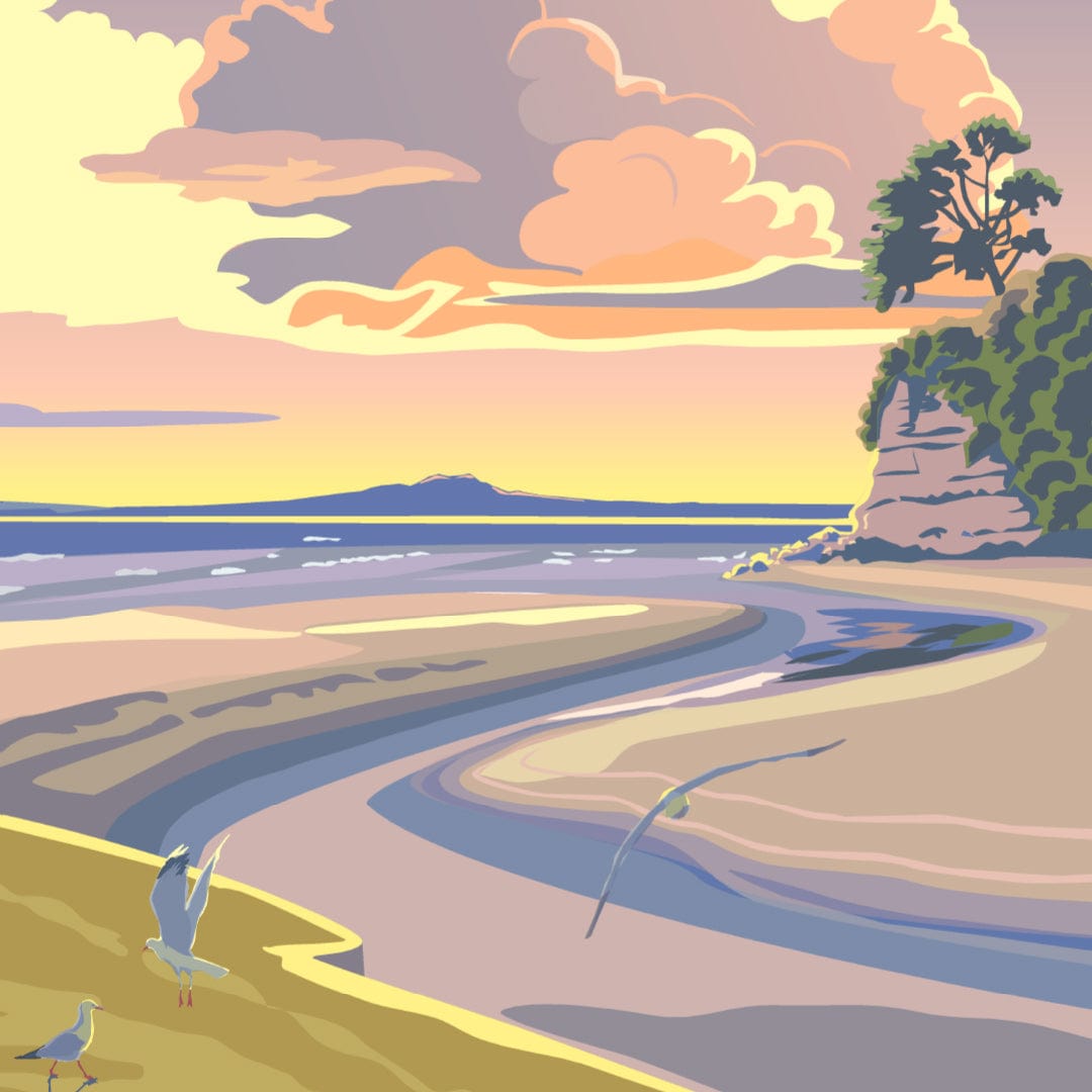 Morning Browns Bay Art Print by Rosie Louise &amp; Terry Moyle