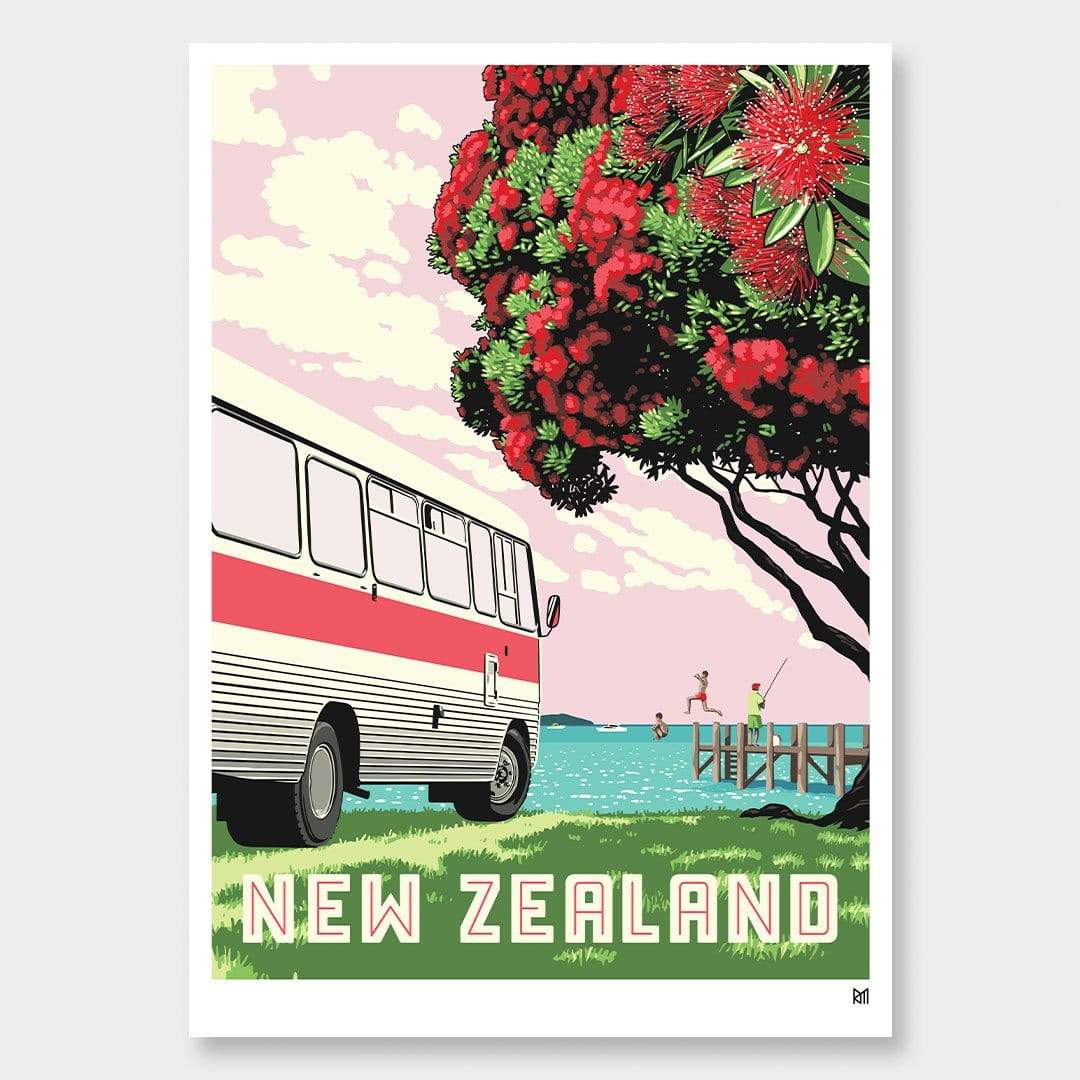New Zealand Bus Art Print by Ross Murray