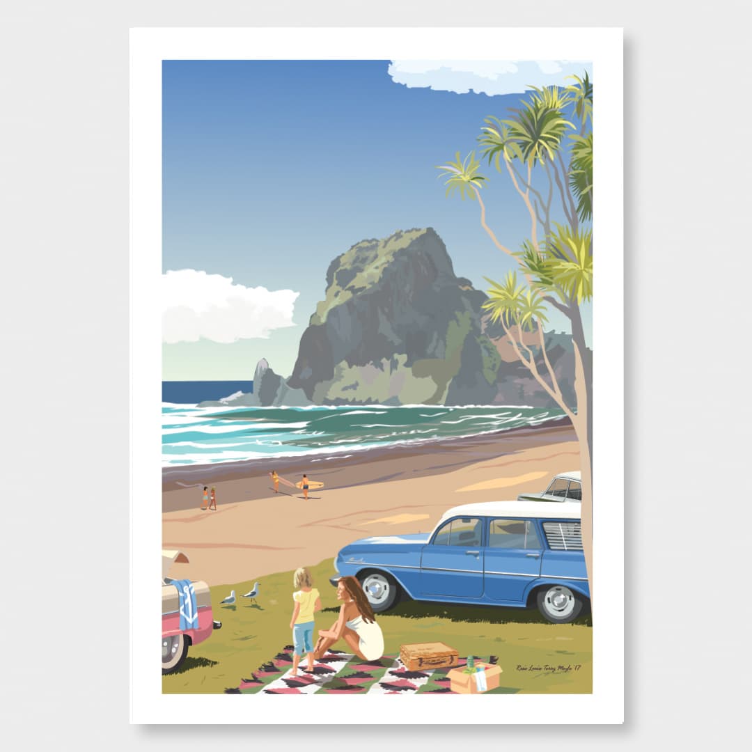 Piha Picnic Art Print by Rosie Louise & Terry Moyle