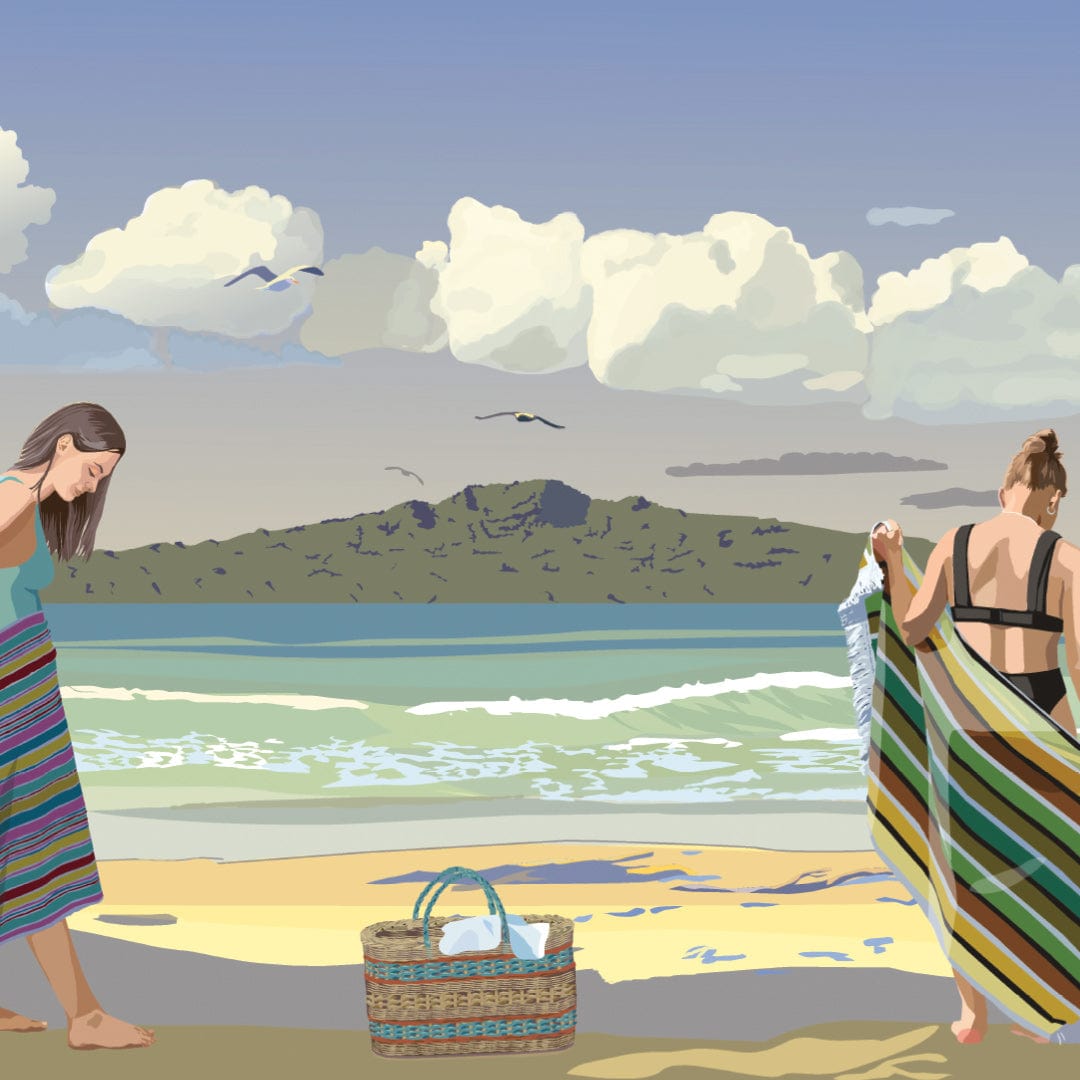 Rangitoto Bathers Art Print by Rosie Louise & Terry Moyle