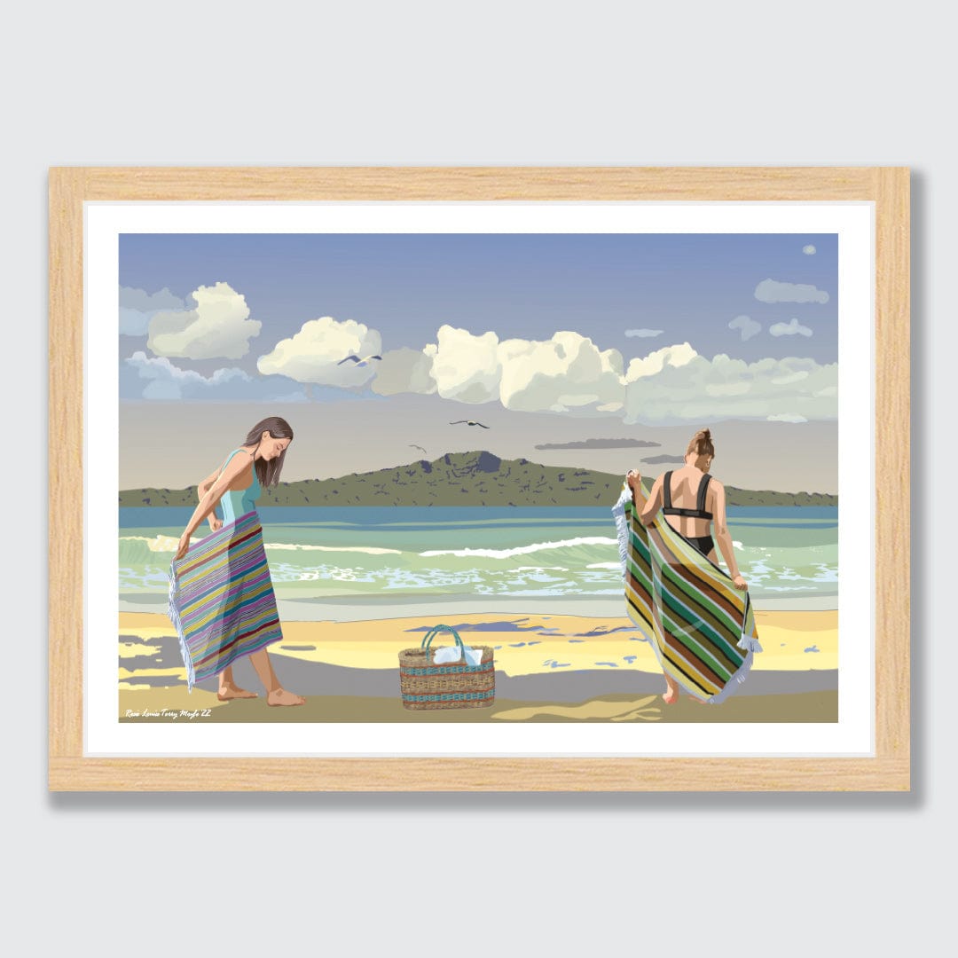 Rangitoto Bathers Art Print by Rosie Louise & Terry Moyle