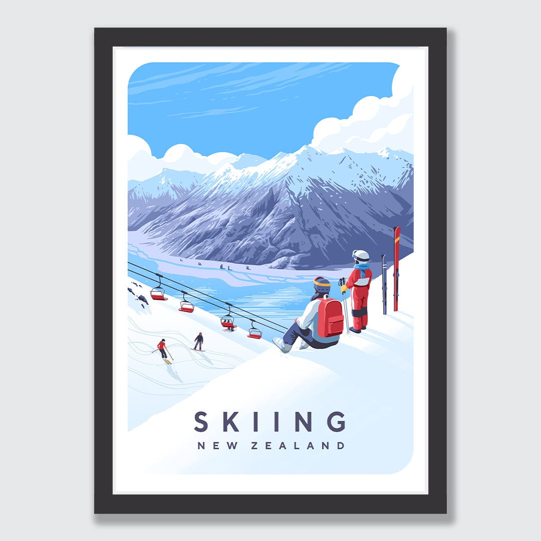 Skiing New Zealand Art Print by Julia Murray