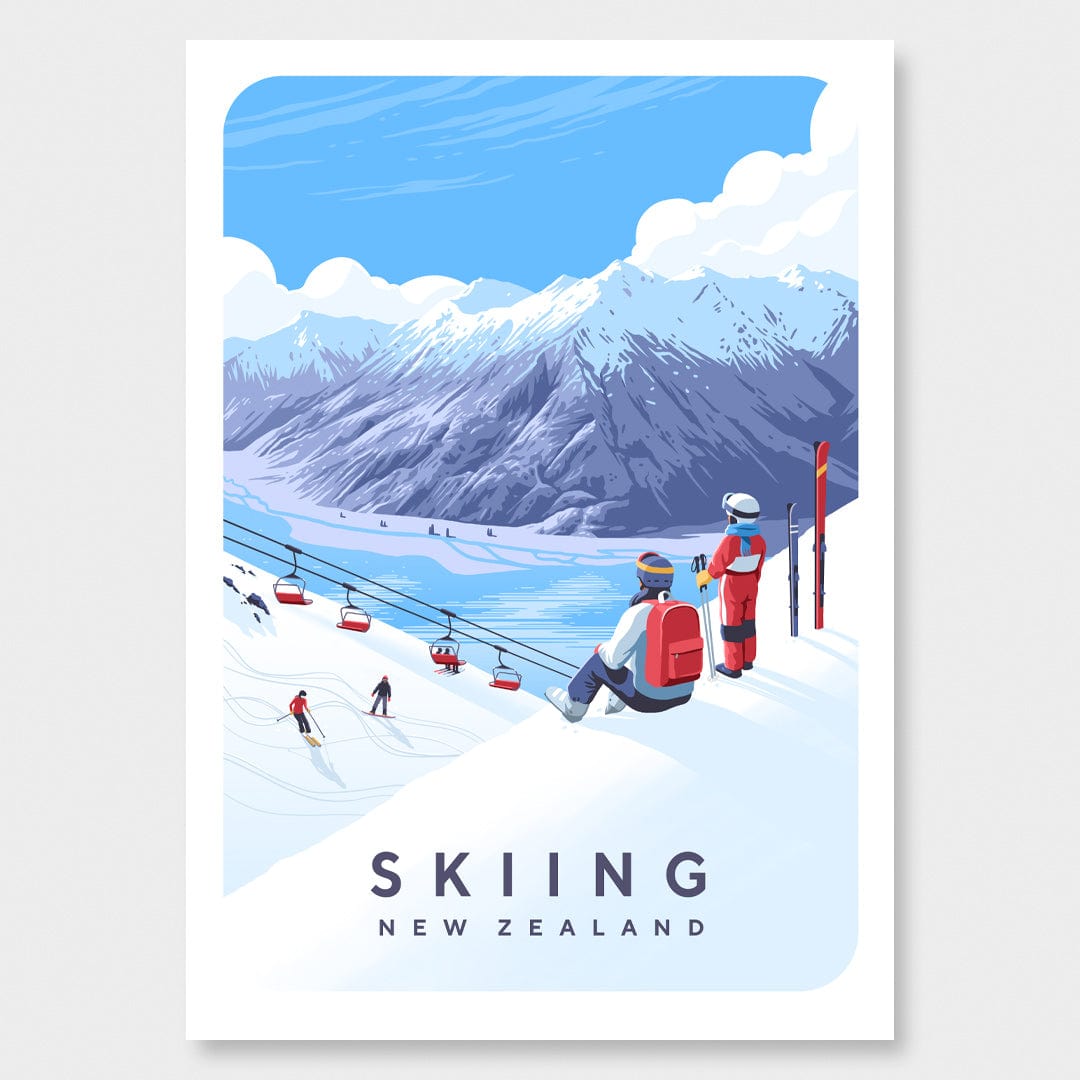 Skiing New Zealand Art Print by Julia Murray
