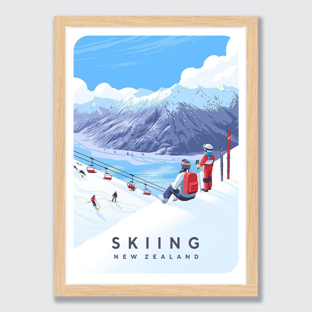 Skiing New Zealand Art Print by Julia Murray