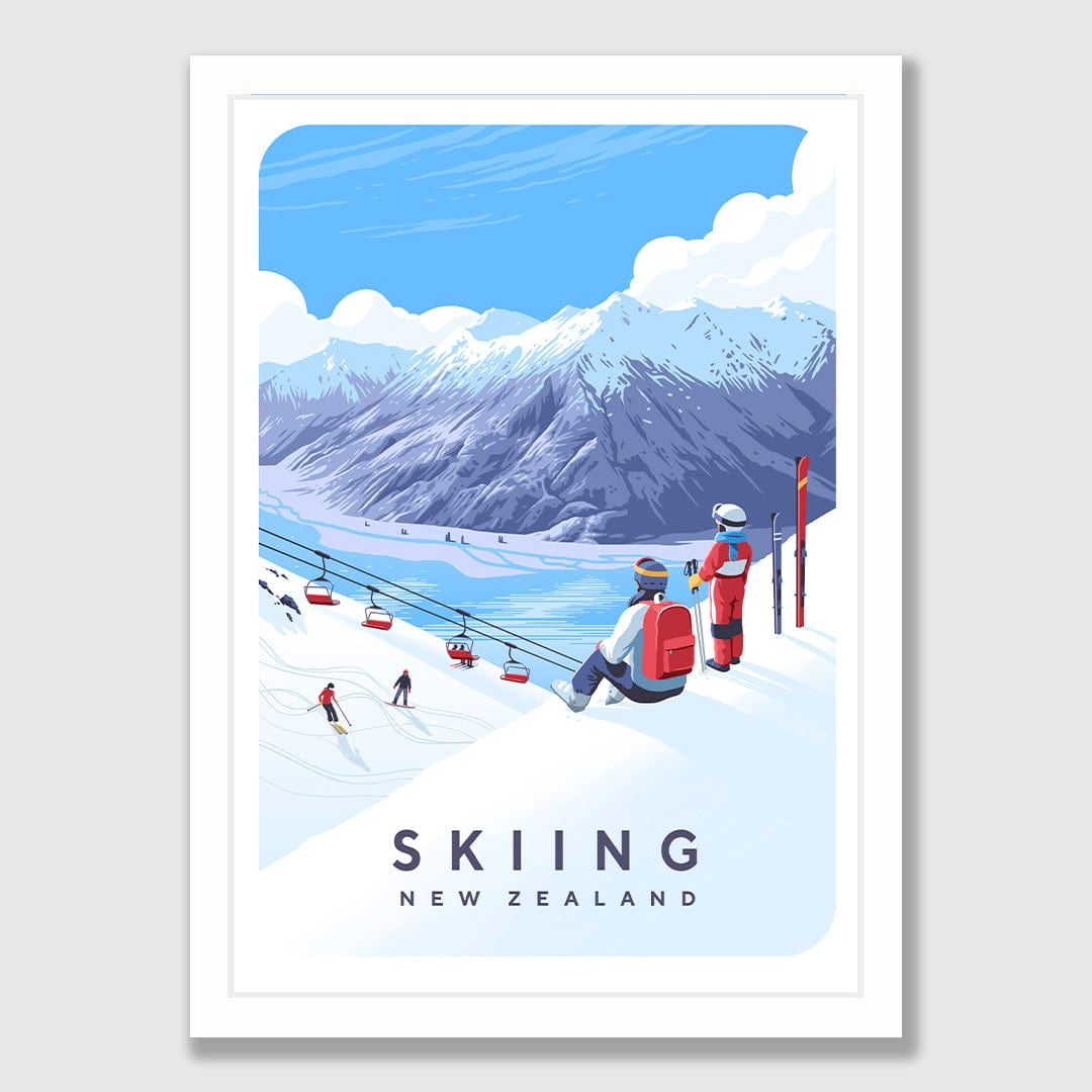 Skiing New Zealand Art Print by Julia Murray