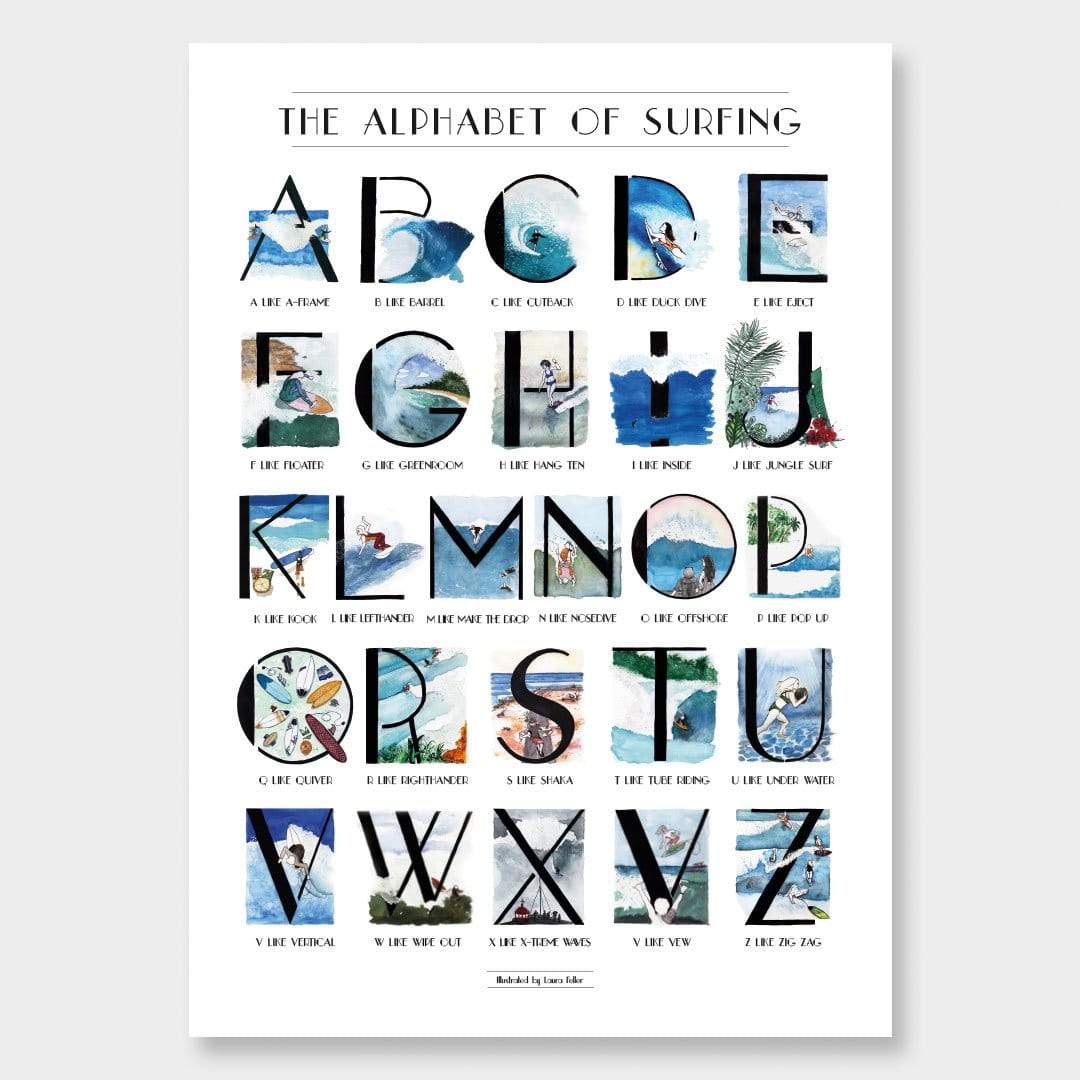 The Surfing Alphabet Art Print by Laura Feller