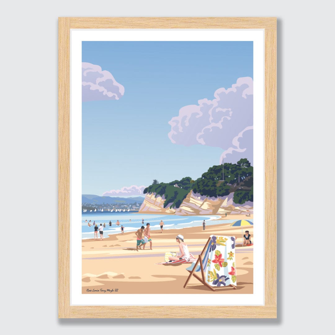 Takapuna Beach Swim Art Print by Rosie Louise & Terry Moyle