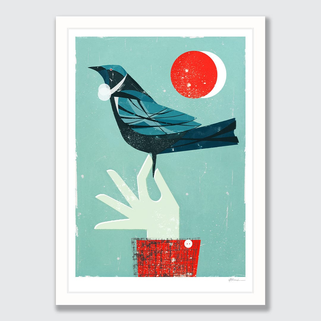 Tui in Hand Art Print by Holly Roach