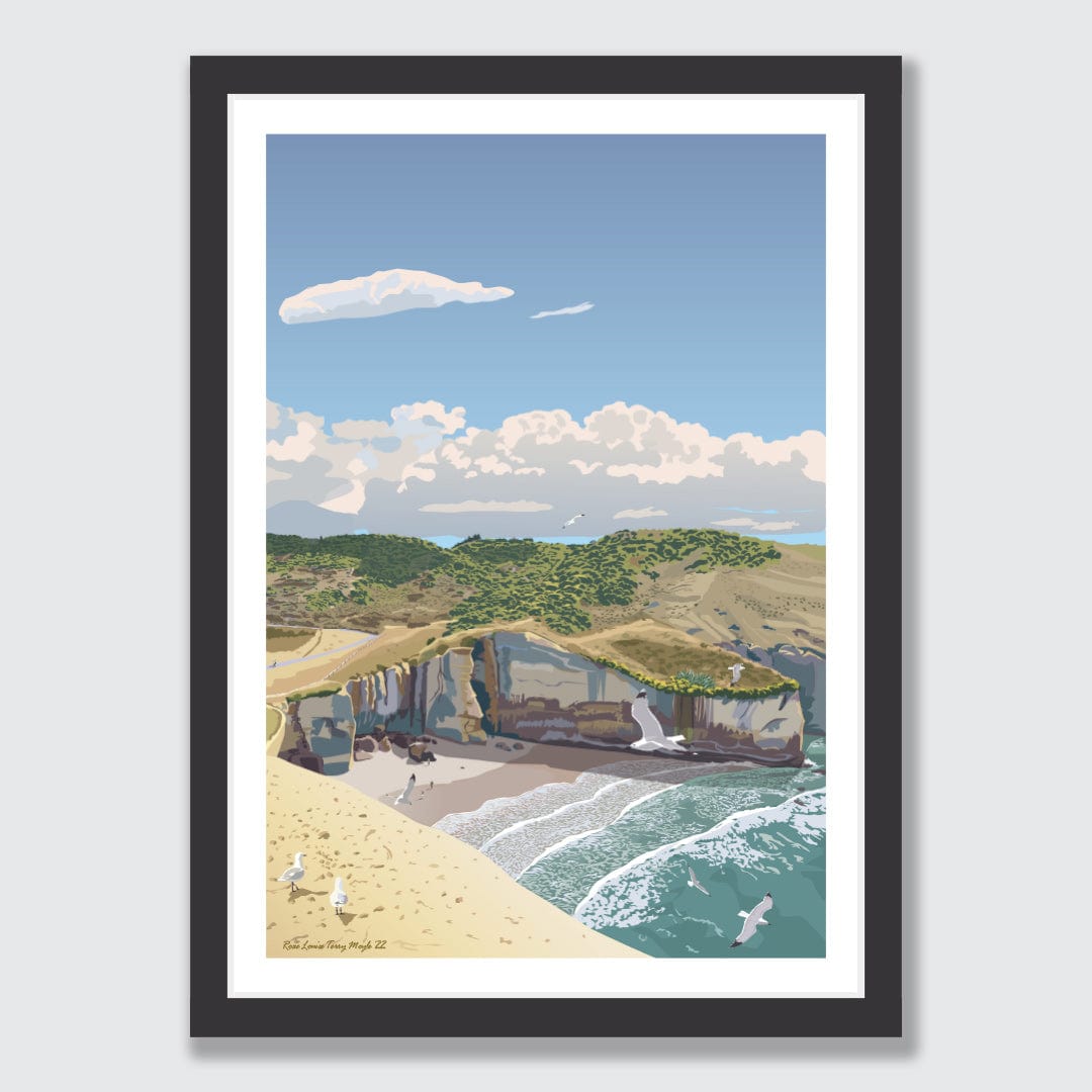 Tunnel Beach Dunedin Art Print by Rosie Louise & Terry Moyle