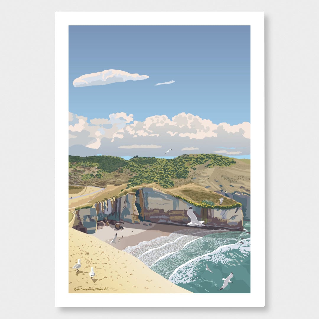 Tunnel Beach Dunedin Art Print by Rosie Louise & Terry Moyle
