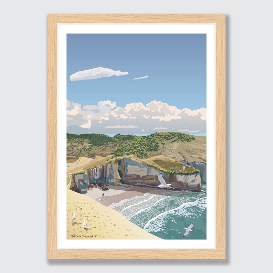 Tunnel Beach Dunedin Art Print by Rosie Louise & Terry Moyle