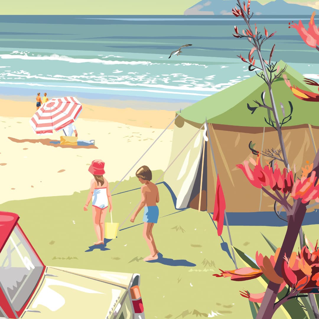 Waihi Beach Art Print by Rosie Louise & Terry Moyle