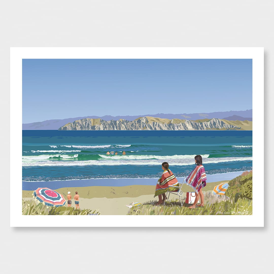 Waikanae Beach Bathers Art Print by Rosie Louise & Terry Moyle