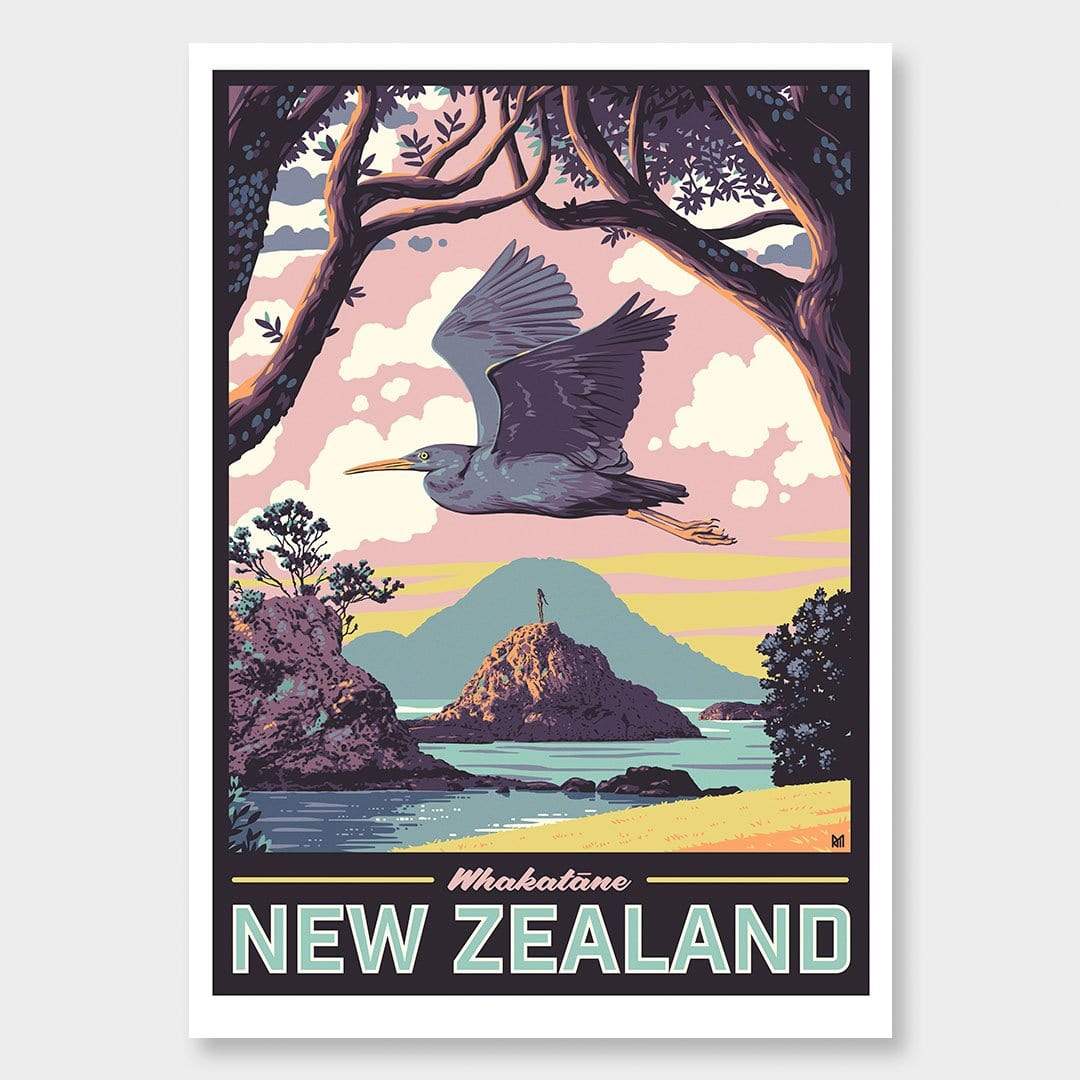 Whakatane Art Print (Vintage Travel Series) by Ross Murray